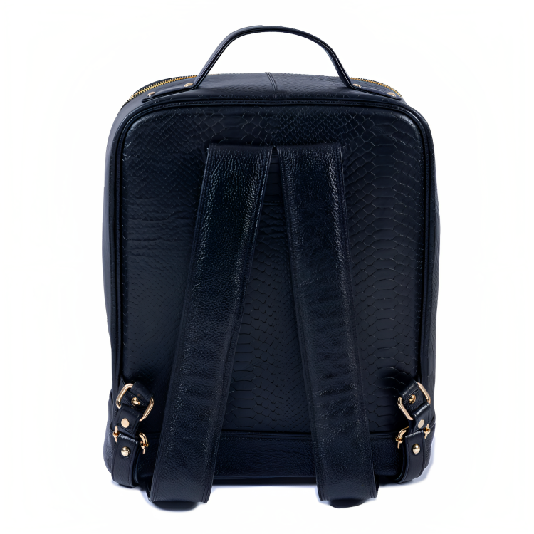Contemporary Python Textured Backpack - Black