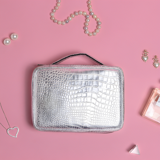 Travel Jewellery Bag  - Shiny Silver