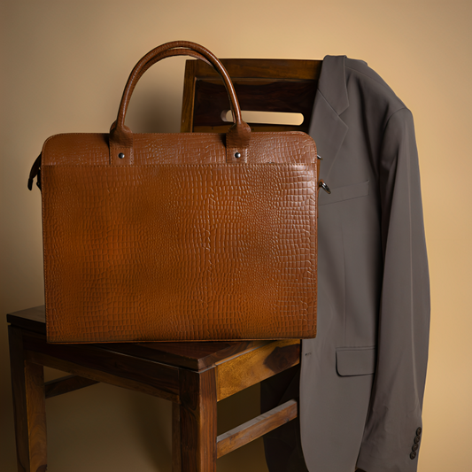 Ziptop Briefcase - Tan